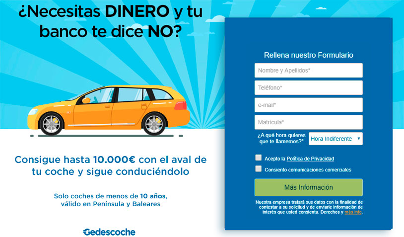 Créditos Gedescoche tu coche como aval sin dejar de usarlo